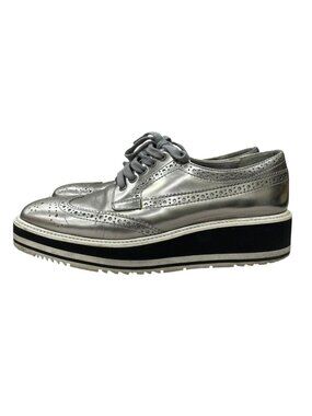 Prada Wingtip Sneakers Silver Metallic Shoes